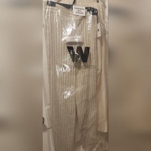 W by worth Wide Leg Grey Stripe Linen Pull On Pants Size 4 new with tags